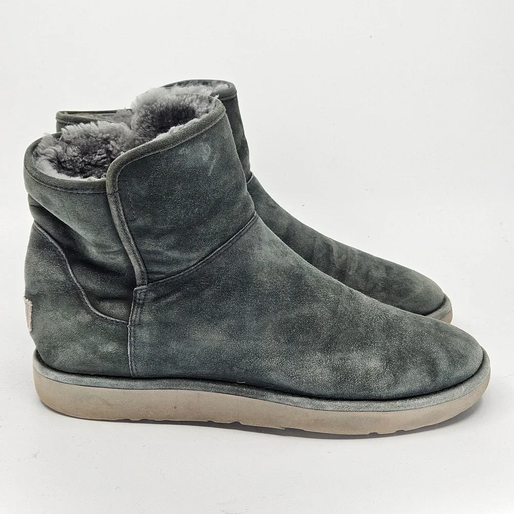UGG Men's Freamon Zip Slate Suede Sheepskin Lined‎ Ankle Boots Sz 40 Casual Cozy